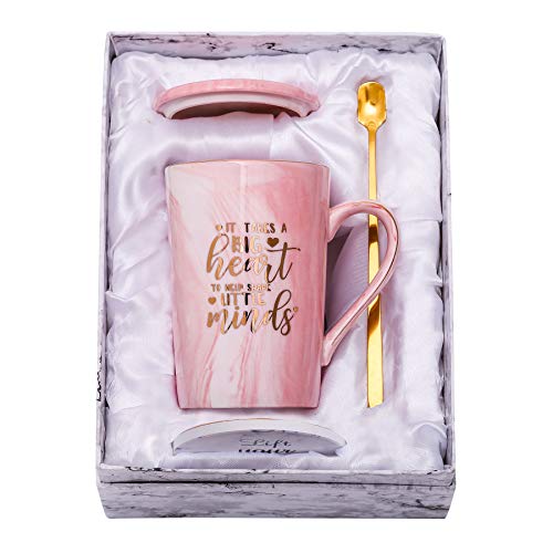 It Takes a Big Heart to Shape Little Minds - Teacher Appreciation Gifts - Best Teacher Gifts for Women - Funny Thank You, End of the Year, Birthday, Christmas Gifts for Teachers - 14oz Coffee Mug