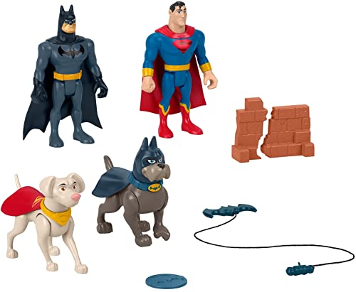 Fisher-Price DC League of Super-Pets Super Hero and Action Pet Gift Set with Superman, Batman, Ace and Krypto Figures for Kids Ages 3 and up [Amazon Exclusive]