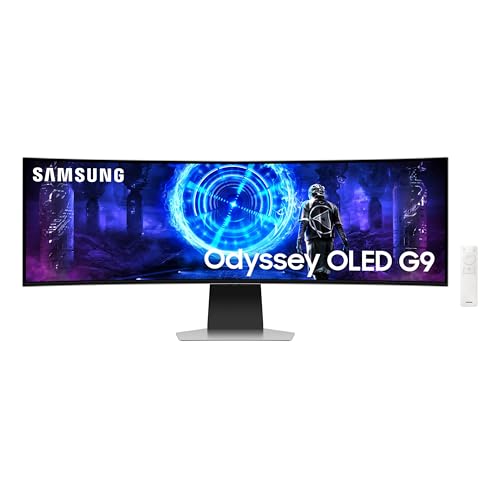 SAMSUNG 49-Inch Odyssey G9 (G95SD) Series OLED Curved Gaming Monitor, 240Hz, 0.03ms, Dual QHD, Glare Free, Smart Features, FreeSync Premium Pro, Height Adjustable Stand, LS49DG956SNXGO, 2024