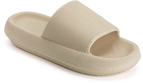 Joomra Slippers Womens Cloud Slides Cushioned for Mens Quick Drying Shower Massage Foam Female Pillow House Shoes Pool Beach Spa House Garden Sandals for Ladies Male Sandles Khaki 40-41