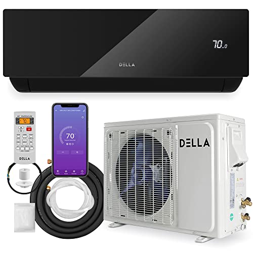 DELLA 18000 BTU Wifi Enabled 17 SEER2 Cools Up to 650 Sq.Ft 208-230V Energy Efficient Mini Split Air Conditioner & Heater Ductless Inverter System, with 1 Ton Heat Pump (JPB Series)