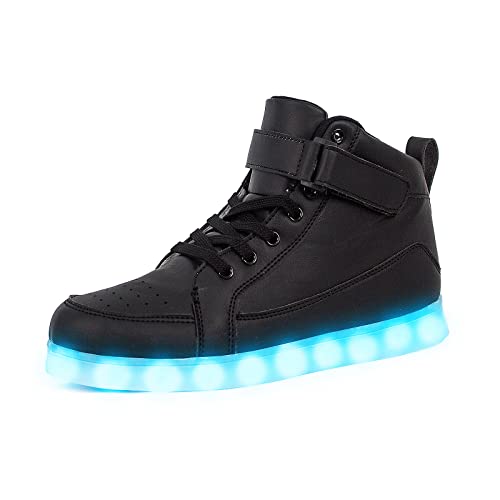 IGxx LED Light Up Shoes for Kids USB Recharging High Top LED Sneakers for Boys Girls Toddler Black