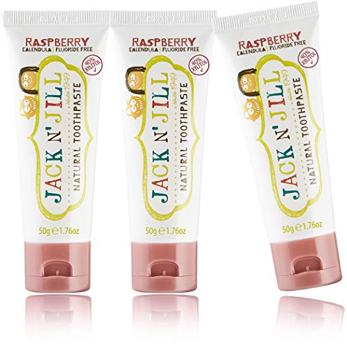 Jack N' Jill Natural Toothpaste, Organic Raspberry, SLS Free, Flouride Free, Vegan, 3-Pack