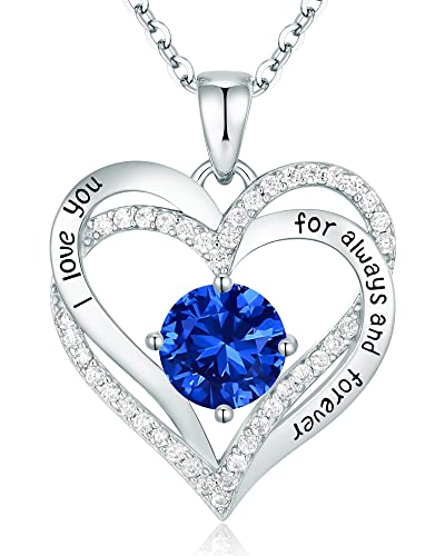 CDE Forever Love Heart Women Necklace 925 Sterling Silver Rose Gold Plated Birthstone Pendant Necklaces for Women with Cubic Jewelry Gifts Birthday Gift for Mom Women Wife Girls Her