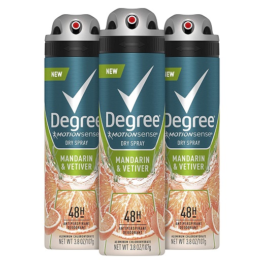 Degree Men Antiperspirant Deodorant Spray Mandarin & Vetiver 48-Hour Protection 3.8 oz 3 count