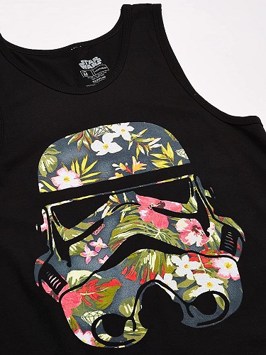Star Wars Tropical Stormtrooper Mens Graphic Tank Top, Black, Small