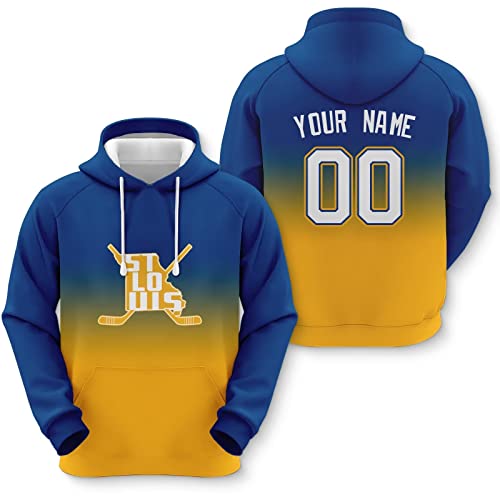 Kannva Custom St Louis Hoodie Customized Hockey Sweatshirt Personalized Pullover Add Name Number Sports Fan Gifts for Men Women Youth