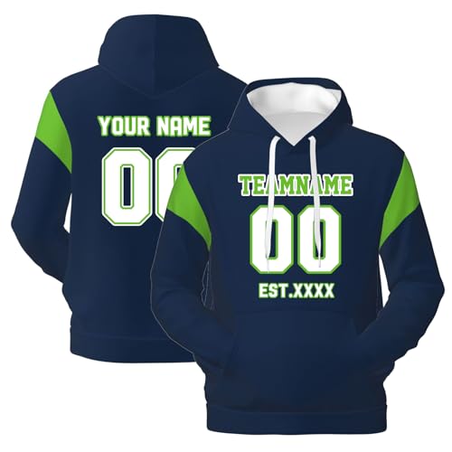 Custom Football Hoodie Sports Fan Jersey Design Your Own Name Number Hoodies Personalized Sweatshirts