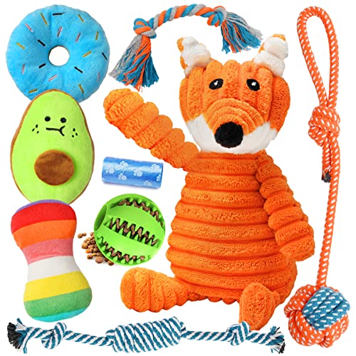 Zeaxuie 9 Pack Luxury Puppy Toys for Teething Small Dogs, Puppy Chew Toys with Cute Squeaky Toys, Ball and More Rope Dog Chew Toys