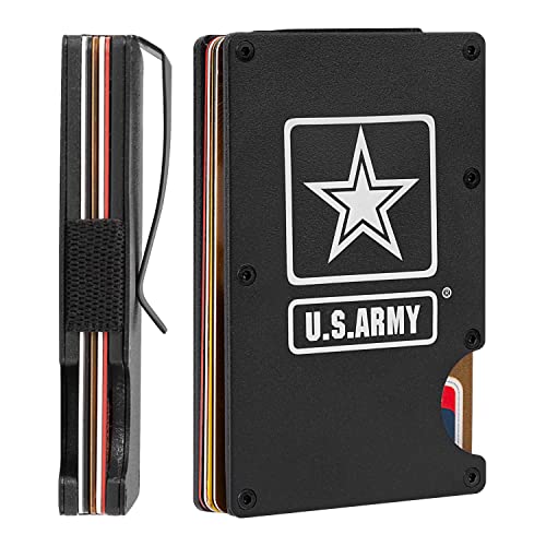 Military Veteran Products Army RFID Blocking Metal Money Clip Wallet US Army Aluminum Credit Card Holder for Men