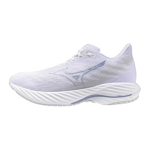 Mizuno Womens Wave Rider 28 Running Shoe, White-Nimbus Cloud, 8.5