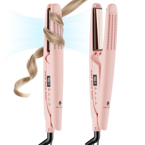 MiroPure 360° Airflow Styler Curling Iron, Titanium Flat Iron Hair Straightener and Curler 2 in 1, Professional Curing Wand with Ionic Aroma Cool Air, 13 Adjustable Temps, Dual Voltage for Long Hair