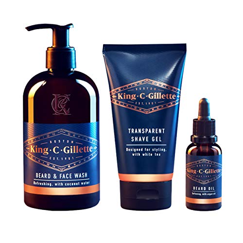 King C. Gillette Men's Beard Care Gift Kit, Beard and Face Wash for Men, Beard Oil, Shave Gel