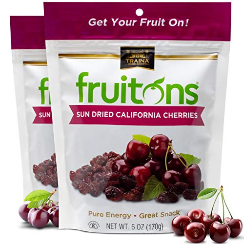 Traina Home Grown Fruitons California Sun Dried Cherries - No Sugar Added, Non GMO, Gluten Free, Kosher Certified, 6 oz pouch (pack of 2)