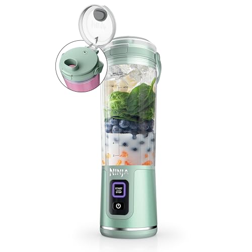 Ninja Blast Portable Blender, Cordless, 18oz. Vessel, Personal Blender For-Shakes and Smoothies, BPA Free, Leakproof-Lid and Sip Spout, USB-C Rechargeable, Dishwasher Safe Parts, Tinted Mint, BC151MT