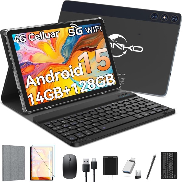 Android 15 Tablet 128GB ROM 14GB RAM 10inch 4G Phone Tablet 5G WiFi Cellular Octa Core Dual Camera GPS BT 5 0 1TB Expand FHD IPS Incell Touch Screen