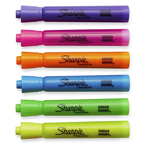 Sharpie Tank Highlighters Assorted Fluorescent Colors | Chisel Tip Highlighter Pens, 12 Count