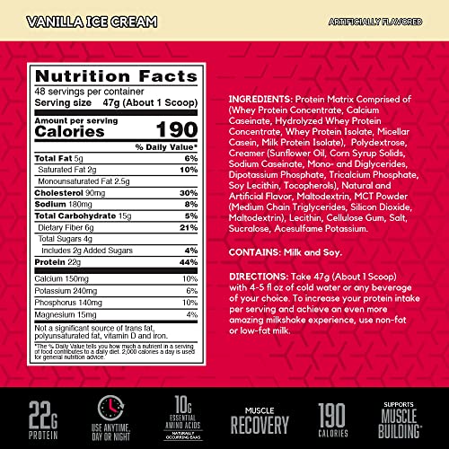 BSN SYNTHA-6 Whey Protein Powder, Micellar Casein, Milk Protein Isolate Powder, Vanilla Ice Cream, 5 Pounds, 48 Servings (Pack of 1) - Package May Vary