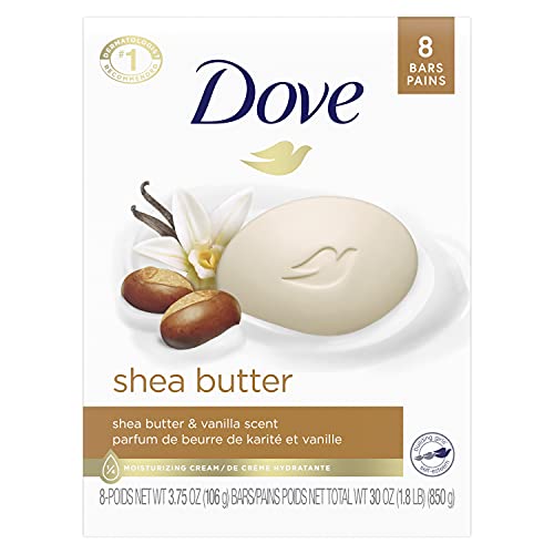 Dove Beauty Bar Gentle Skin Cleanser Moisturizing for Gentle Soft Skin Care Shea Butter More Moisturizing Than Bar Soap 3.75 oz 8 Bars