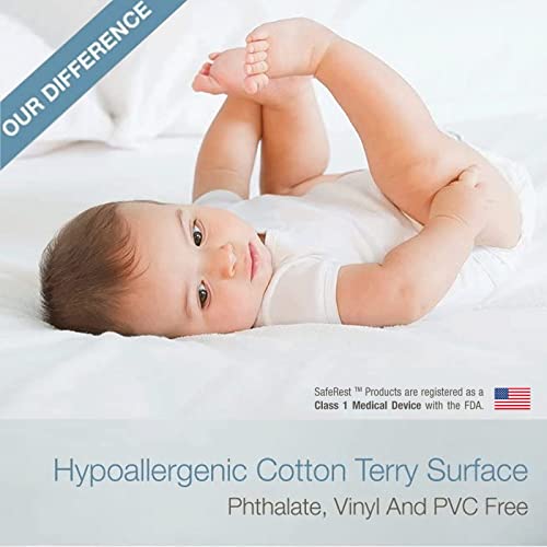 SafeRest Mattress Protector - Twin ﻿- College Dorm Room Essentials for Girls and Boys - Cotton, Waterproof Mattress Cover Protectors - White