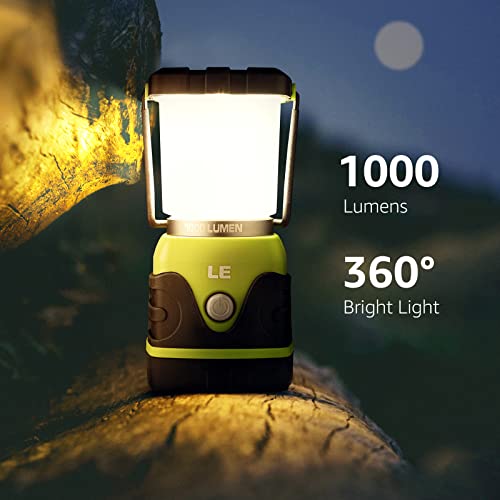 LED Camping Lantern, Battery Powered LED with 1000LM, 4 Light Modes, Waterproof Tent Light, Perfect Lantern Flashlight for Hurricane, Emergency, Survival Kits, Hiking, Fishing, Home and More