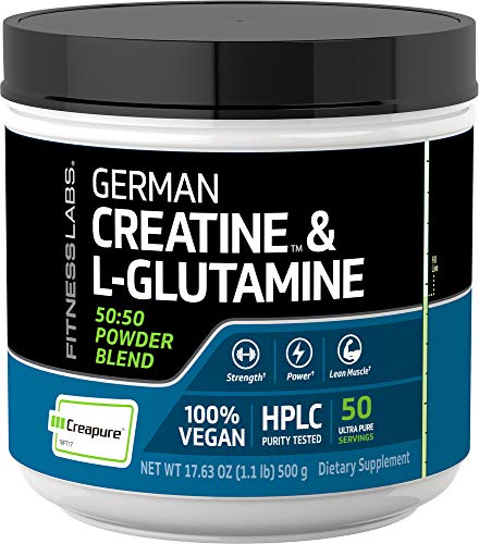 Fitness Labs Creatine and L-Glutamine, 500 Grams | Contains Only Pure Creapure Creatine Monohydrate & USA-Made Fermented Glutamine