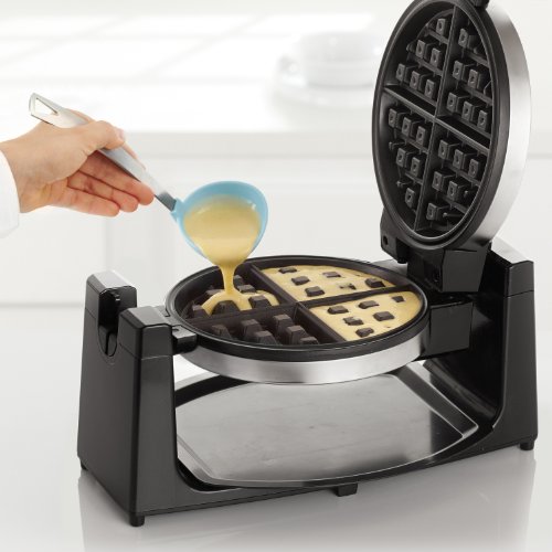 BELLA Classic Rotating Non-Stick Belgian Waffle Maker, Perfect 1" Thick Waffles, PFOA Free Non Stick Coating & Removeable Drip Tray for Easy Clean Up, Browning Control, Stainless Steel