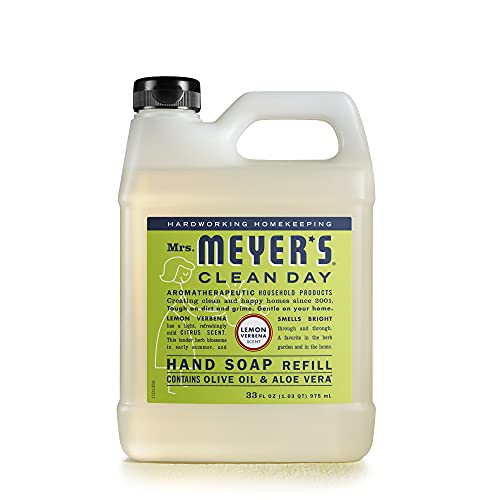 Mrs. Meyer's Hand Soap Refill, Made with Essential Oils, Biodegradable Formula, Lemon Verbena, 33 fl. oz