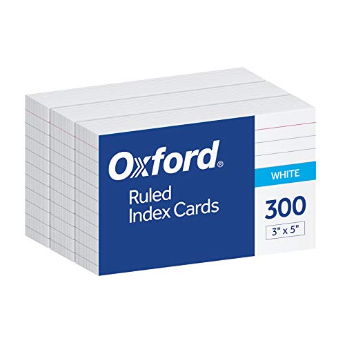 Oxford Ruled Index Cards, 3" x 5", White, 300 pack (10022)