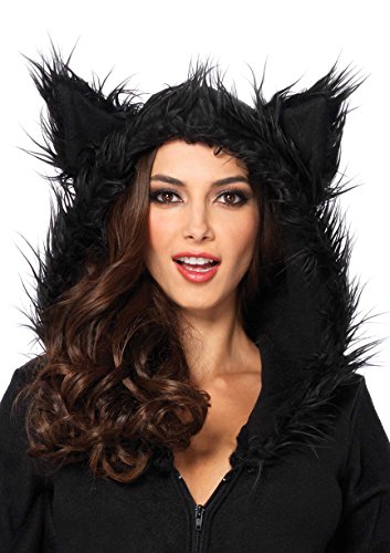Cozy black bat costume with furry ears and wings.