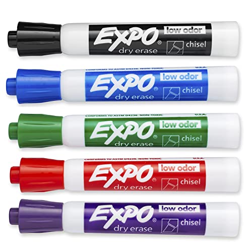 EXPO Low Odor Dry Erase Marker | Chisel Tip Markers | Whiteboard Markers, Assorted, 36 Count