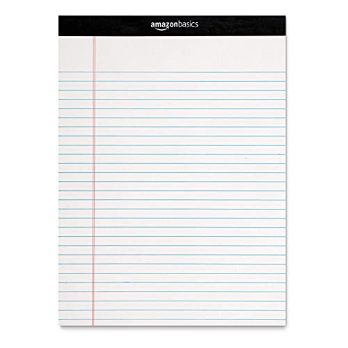 Amazon Basics 50-Sheet Legal Note Pad, Wide Ruled, 8.5 x 11.75 Inches, White - Pack of 12