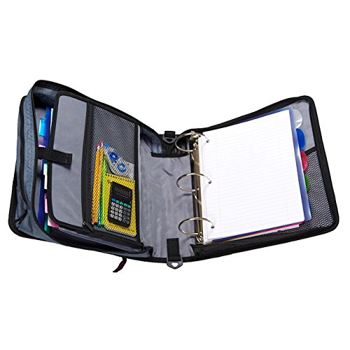 Case-it The Mighty Zip Tab Zipper Binder - 3 Inch O-Rings - 5 Pocket Expanding File Folder - 600 Sheet Capacity – ‎Neon Pink