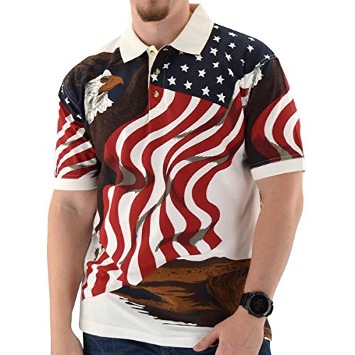 American Summer TheFlagshirt Men's American Flag Patriotic Golf Shirt