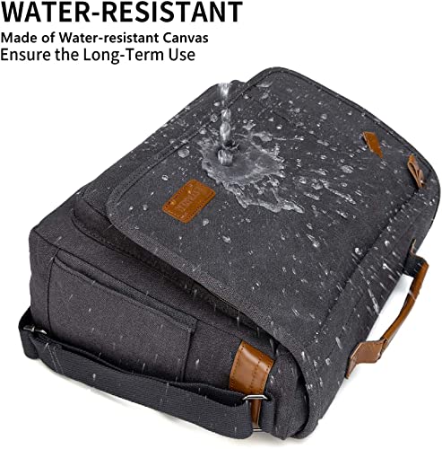 Estarer Computer Messenger bag Water-resistance Canvas Shoulder Bag 15.6 Inch Laptop for Travel Work, Grey