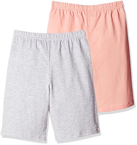 Kids Unisex 2 Packs 100% Cotton Casual Pull on Shorts for Boys and Girls S Seashell Pink + Gray Heather