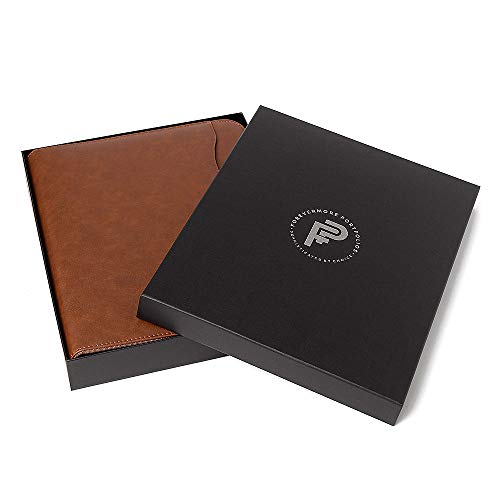 Forevermore Portfolios Padfolio Binder - Professional Faux Leather Travel Organizer Pouch for Tablet, Documents, Presentation Folders, Business Cards - Zipper Closure, Removable 3-Ring Notepad - Brown