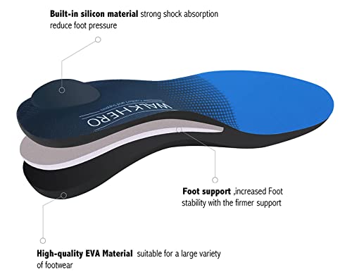 Plantar Fasciitis Feet Insoles Arch Supports Orthotics Inserts for Flat Feet, High Arch, Foot Pain Mens 14 - 14 1/2
