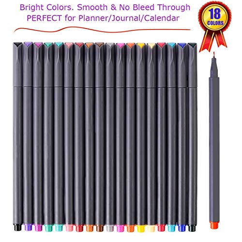 iBayam Journal Planner Pens Colored Pens Fine Point Markers Fine Tip Drawing Pens Porous Fineliner Pen for Journaling Writing Note Taking Calendar Coloring Art Office Back to School Supplies, 18 Color