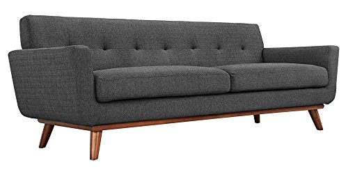 Modway Engage Mid-Century Modern Upholstered Fabric Sofa in Beige