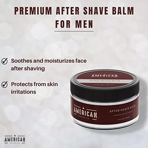 After Shave Balm for Smooth (Sandalwood Scent), Silky & Irritation Free Skin, Soothes and Moisturizes Face After Shaving, Treats Redness & Razor Burn, Post Shave Lotion by American Shaving Co - 4 Oz