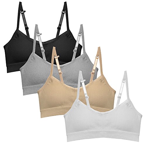 Popular Girls Training Bra Pack – Crop Cami Training Bras for Girls. Seamless Bra Removable Padding Basics L