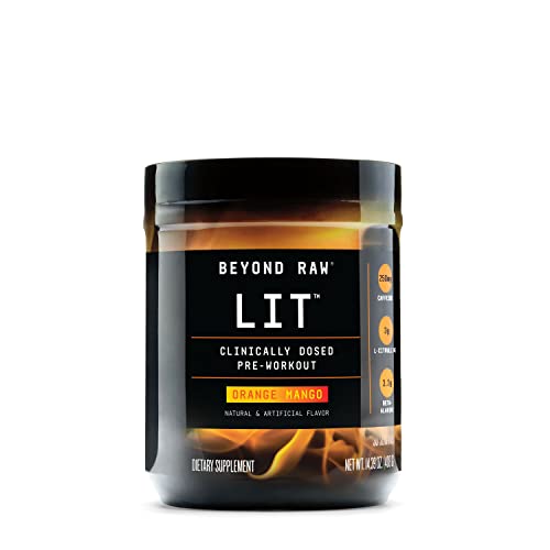 BEYOND RAW LIT | Clinically Dosed Pre-Workout Powder | Contains Caffeine, L-Citruline, and Beta-Alanine, Nitrix Oxide and Preworkout Supplement | Gummy Worm | 60 Servings