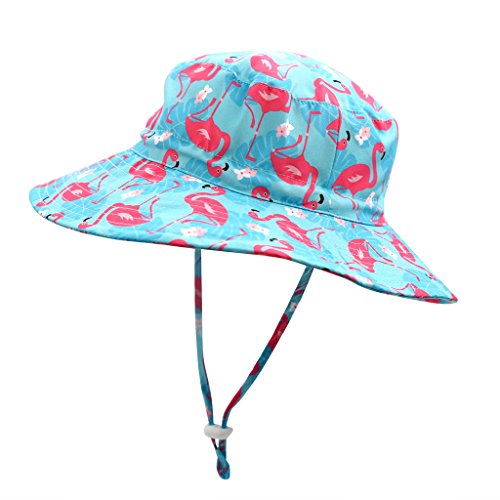 Home Prefer UPF 50+ Kids Safari Hat Summer Bucket Hat for Girls Sun Protection Hat Flamingo #52
