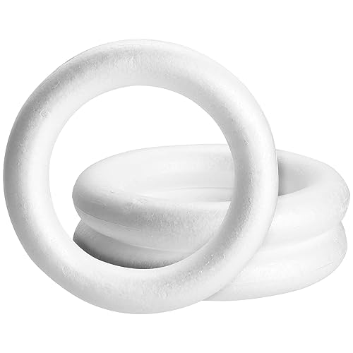 3 Pack Foam Wreath Forms, 12 Inch Round Foam Rings for Crafts, DIY Projects, Holiday Decor