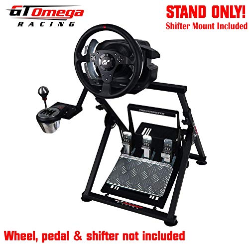GT Omega Apex Racing Wheel Stand for Logitech Fanatec Clubsport Thrustmaster Gaming Steering Wheel Pedal & Shifter Mount, TX T500 T300 G29 G920 PS4 Xbox Foldable Tilt-Adjustable for Racing Control