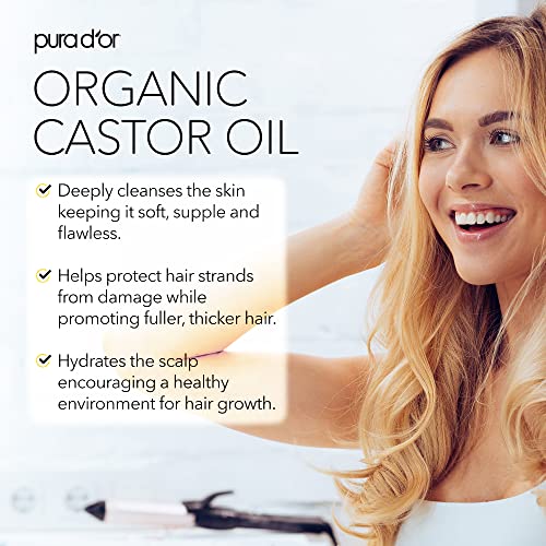 PURA D'OR Organic Castor Oil for Eyelash and Eyebrow Growth