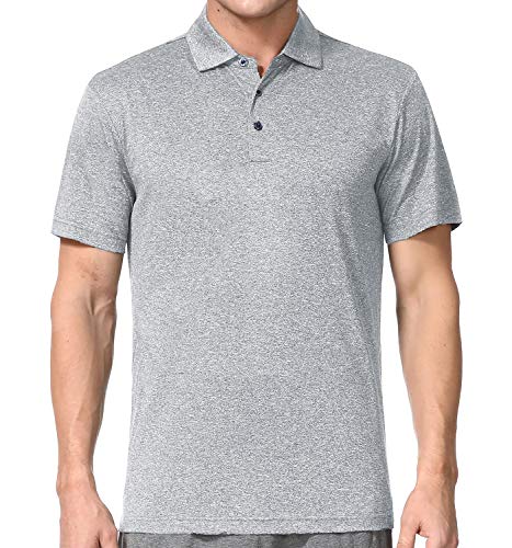 Men's Athletic Golf Polo Shirts, Dry Fit Short Sleeve Workout Shirt (M, Light Grey)