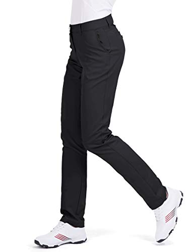 Women's Golf Pants Stretch Straight Lightweight Breathable Twill Work Chino Ladies Pants Size 8 Black