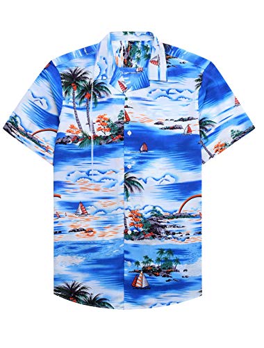 Alimens & Gentle 100% Cotton Regular Fit Short Sleeve Casual Hawaiian Shirt for Men - 6XL